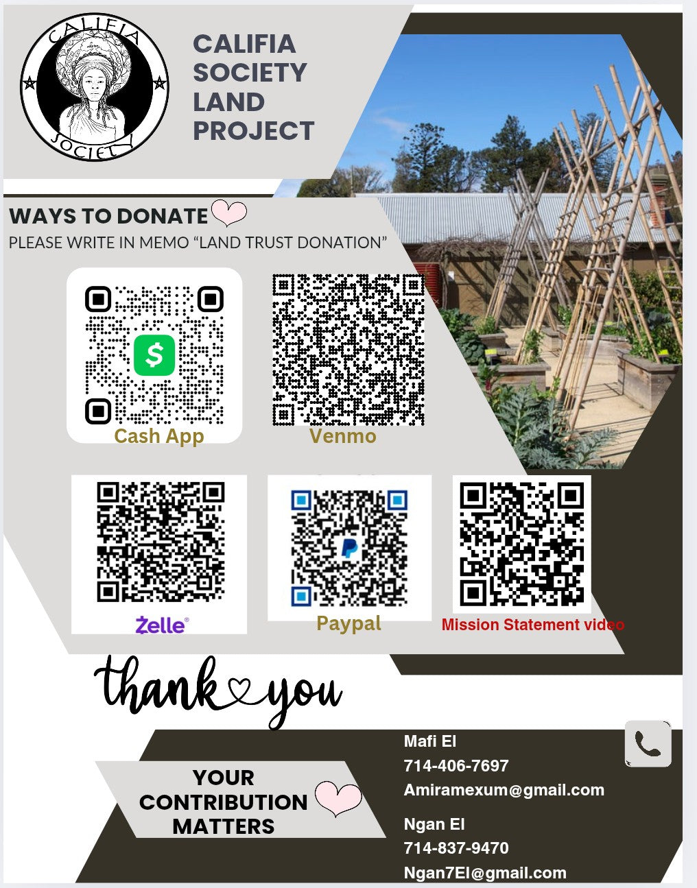 Donate to CalifiaSociety land Trust